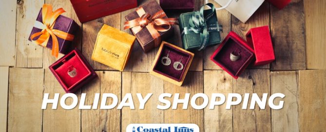 Holiday shopping banner with gifts